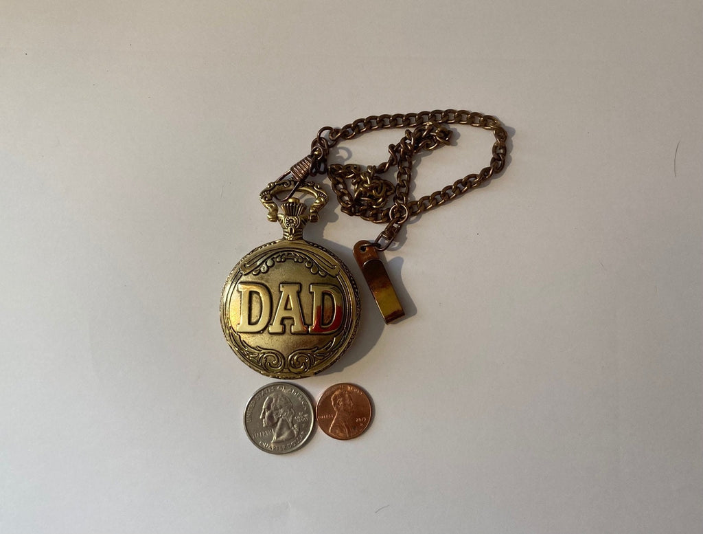 Vintage Metal Pocket Watch, Brass, DAD, Made in Japan, Clock, Time, Style