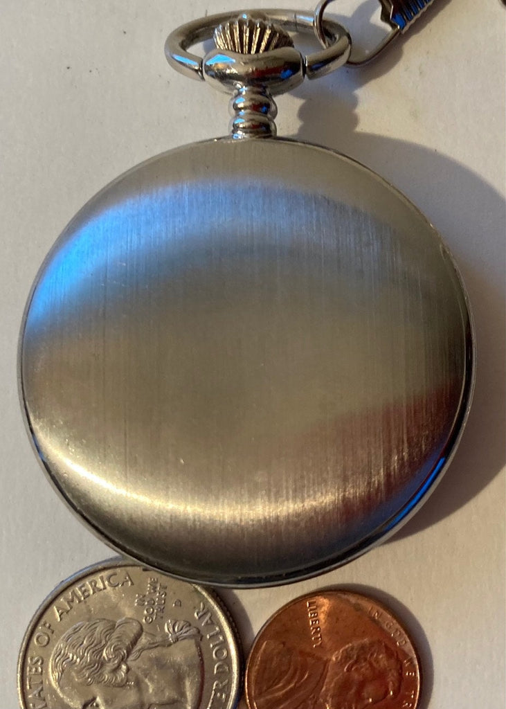 Vintage Metal Pocket Watch, Silver Quartz, Clock, Time, Style