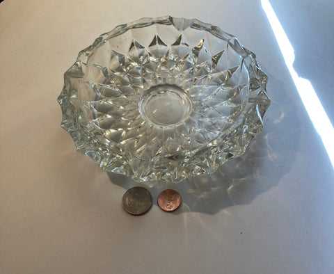 Vintage Clear Fancy Ashtray, 7" Wide, Smoking, Cigarettes, Cigars, Table Decor, Guest Ash Tray, Quality, Heavy Duty