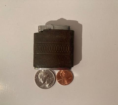 Vintage Metal Lighter, Leather Case, Pacton, Made in Japan, Cigarettes, More
