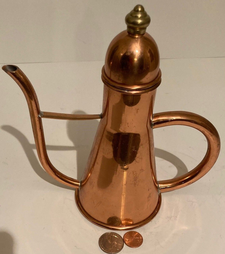 Vintage Metal Copper and Brass Teapot, Kettle, 8" x 7", Quality, Kitchen Decor, Table Display, Shelf Display