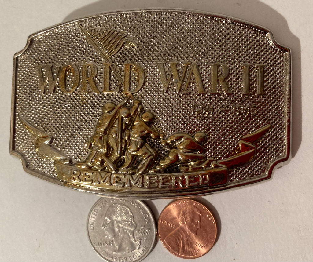 Vintage Belt Buckle, World War II Remember, Quality Belt Buckle.  This Would Make a Really Nice Gift, or Shelf Display Item