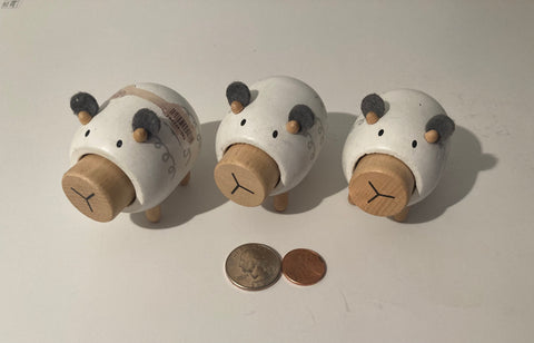 Vintage Set of 3 Wooden Pigs, Piglets, Oink, Home Decor, Shelf Display