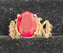 Vintage Sterling Silver Ring, 925, Red Sparkly, Size 5, Nice Design, Jewelry, Fashion, Finger Fun