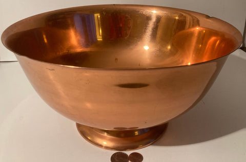 Vintage Metal Copper Bowl, Basket, Dish, Big Size, Heavy Duty, Made in USA, Copper Craft, Quality, 12" x 7", Kitchen Decor