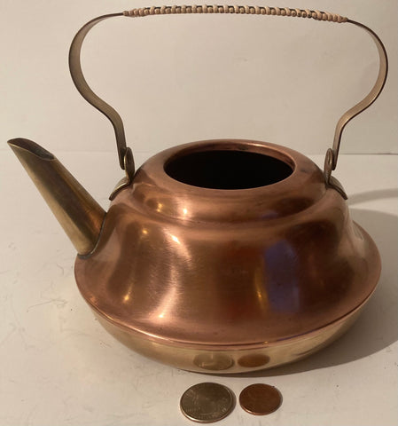 Vintage Metal Copper and Brass Teapot, Tea Kettle, Tea Pot, Use It, Kitchen Decor, Shelf Display, This Can Be Shined Up Even More