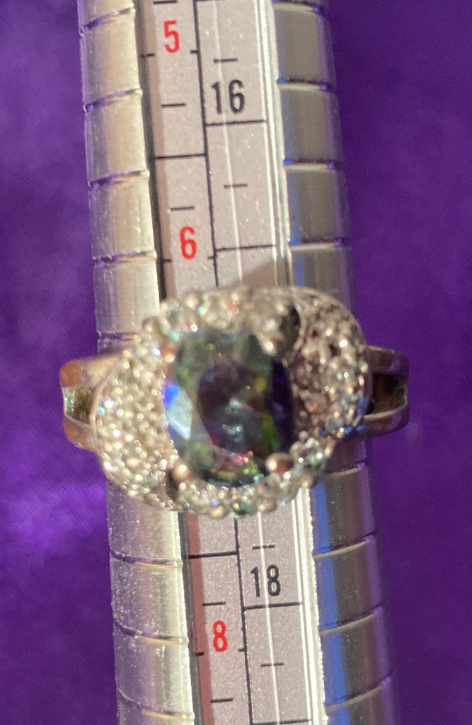 Vintage Sterling Silver Ring, 925, Nice Purplish Shiny Stone, Size 6 1/2, Nice Design, Jewelry, Fashion, Finger Fun