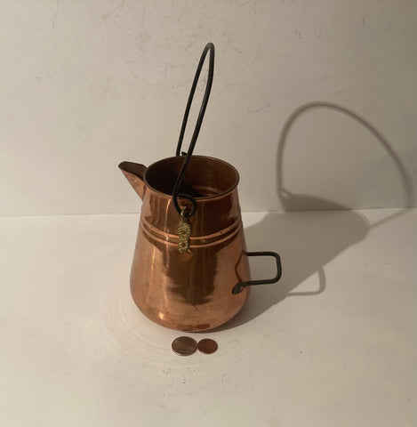 Vintage Metal Copper and Brass Pitcher, Kitchen Decor, Use It, Made in Turkey, Quality, 6" x 5", Shelf Display, Table Display