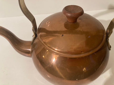 Vintage Metal Copper Teapot, Tea Kettle, Tea Pot with Lid, Made in Portugal, Use It, Kitchen Decor, Shelf Display