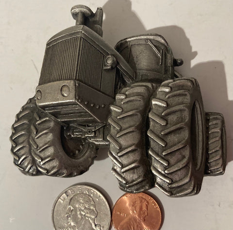 Vintage 1980 Metal Belt Buckle, Tractor, Pewter, 3D, Cool, Heavy Duty Quality, Clothing Accessory, Fashion, Collectible, Shelf Display