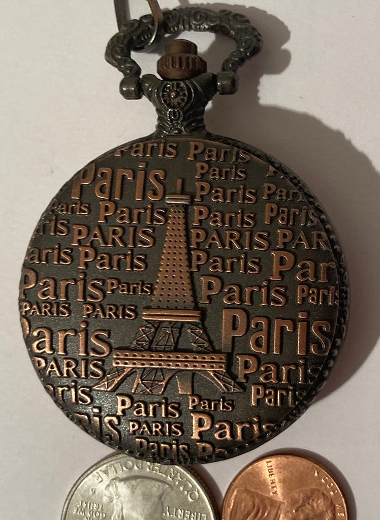 Vintage Metal Pocket Watch, Paris, Clock, Time, Style