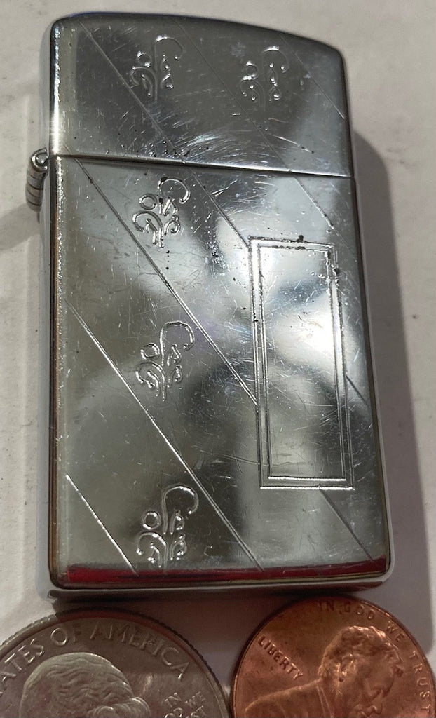 Vintage Metal Zippo Lighter, Slim, Cool Design, Quality, Made in USA, Cigarettes, Cigars, Fire