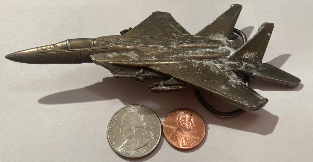 Vintage 1980 Metal Belt Buckle, Airplane, Jet, Bird, Catapult, Aircraft Carrier, 3D Look, Heavy Duty, Quality, Made in USA, Thick Metal