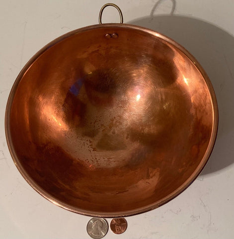 Vintage Metal Copper Mixing Bowl, Cooking, 8 1/2" x 4", Heavy Duty Feel, Hanging Decor, Shelf Display, This Can Be Shined Up Even More