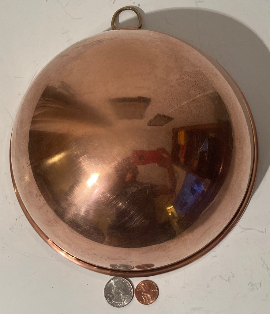 Vintage Metal Copper Mixing Bowl, Cooking, 8 1/2" x 4", Heavy Duty Feel, Hanging Decor, Shelf Display, This Can Be Shined Up Even More