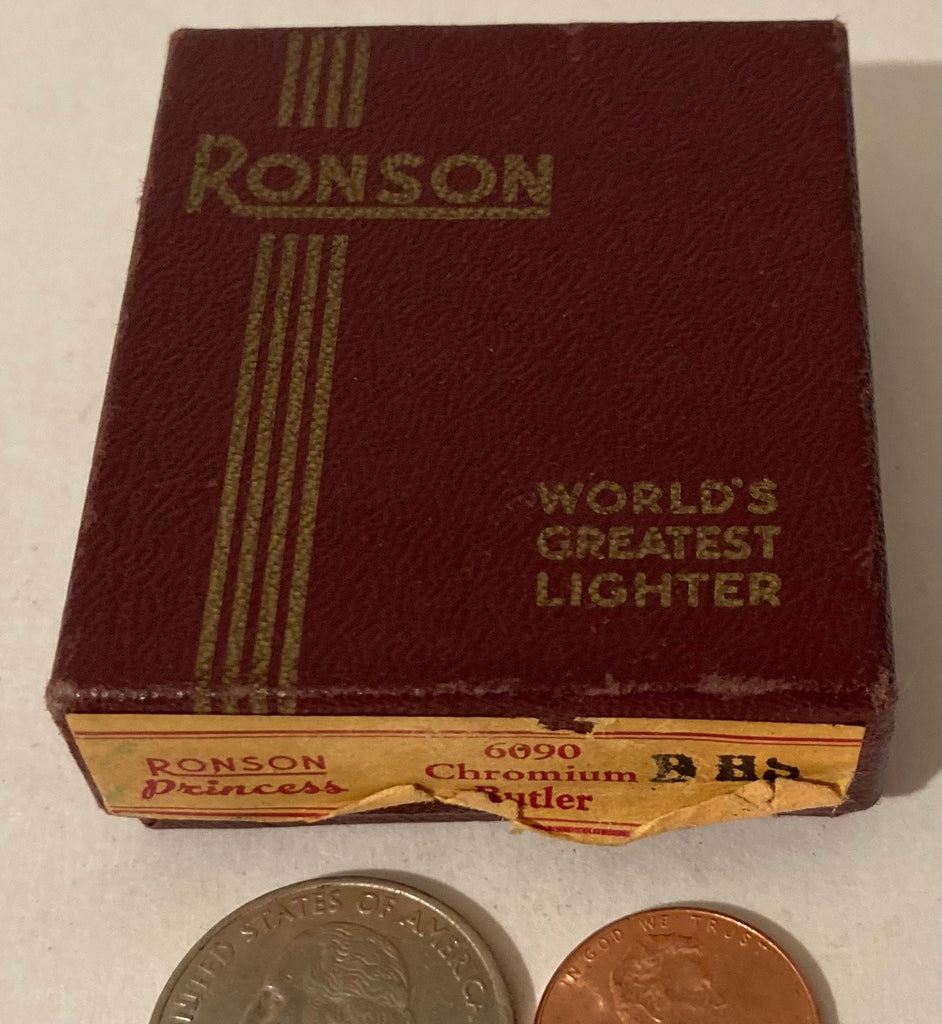 Vintage Metal Ronson Lighter, Princess, Chromium Butler, Made in USA, Cigarettes, More