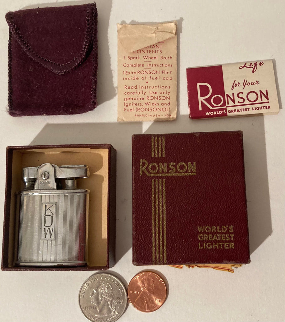 Vintage Metal Ronson Lighter, Princess, Chromium Butler, Made in USA, Cigarettes, More