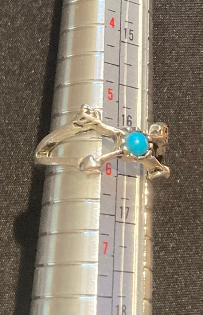 Vintage Sterling Silver Metal Turquoise Ring, Size 5 1/2, Nice Design, Jewelry, Fashion, Finger Fun