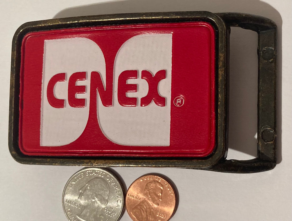 Vintage Metal Belt Buckle, Cenex, Red & Gold, Petroleum, Heavy Duty, Quality, Clothing Accessory, Fashion, Collectible, Shelf Display