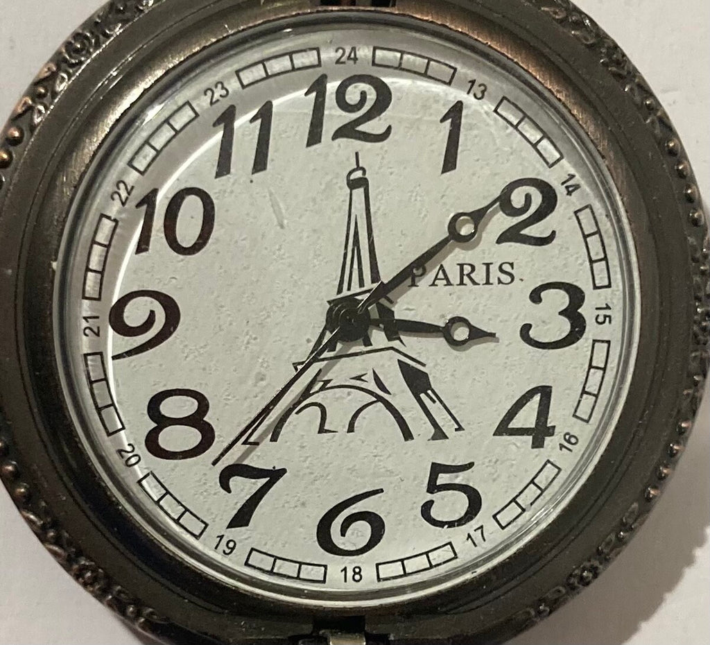 Vintage Metal Pocket Watch, Paris, Clock, Time, Style