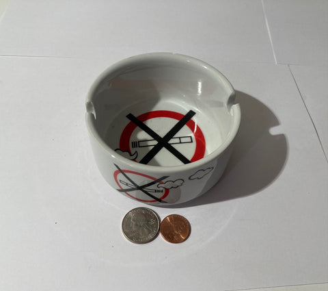 Vintage Glass Ashtray, No Smoking, Lol, Haha, , 4" x 2", Smoking, Cigars, Home Decor, Table Display, Shelf Display