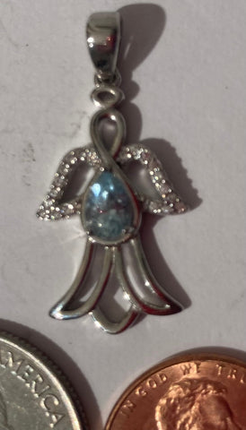 Vintage Sterling Silver 925 Metal Charm, Angel, Jeweled, Pendant for Necklace, Bracelet, Ankle, Fashion, Quality, Precious Metal, Nice