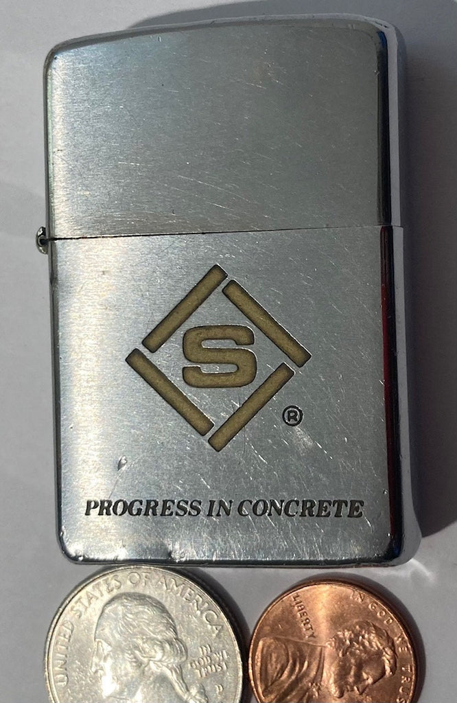 Vintage Metal Zippo Lighter, Progress in Concrete, Nice, Zippo, Made in USA, Cigarettes, More