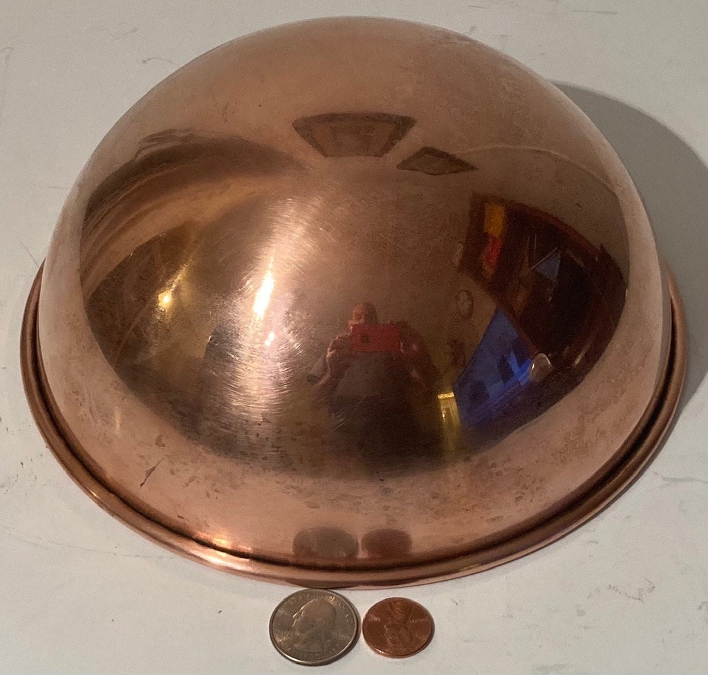 Vintage Metal Copper Mixing Bowl, Cooking, 8 1/2" x 4", Heavy Duty Feel, Hanging Decor, Shelf Display, This Can Be Shined Up Even More