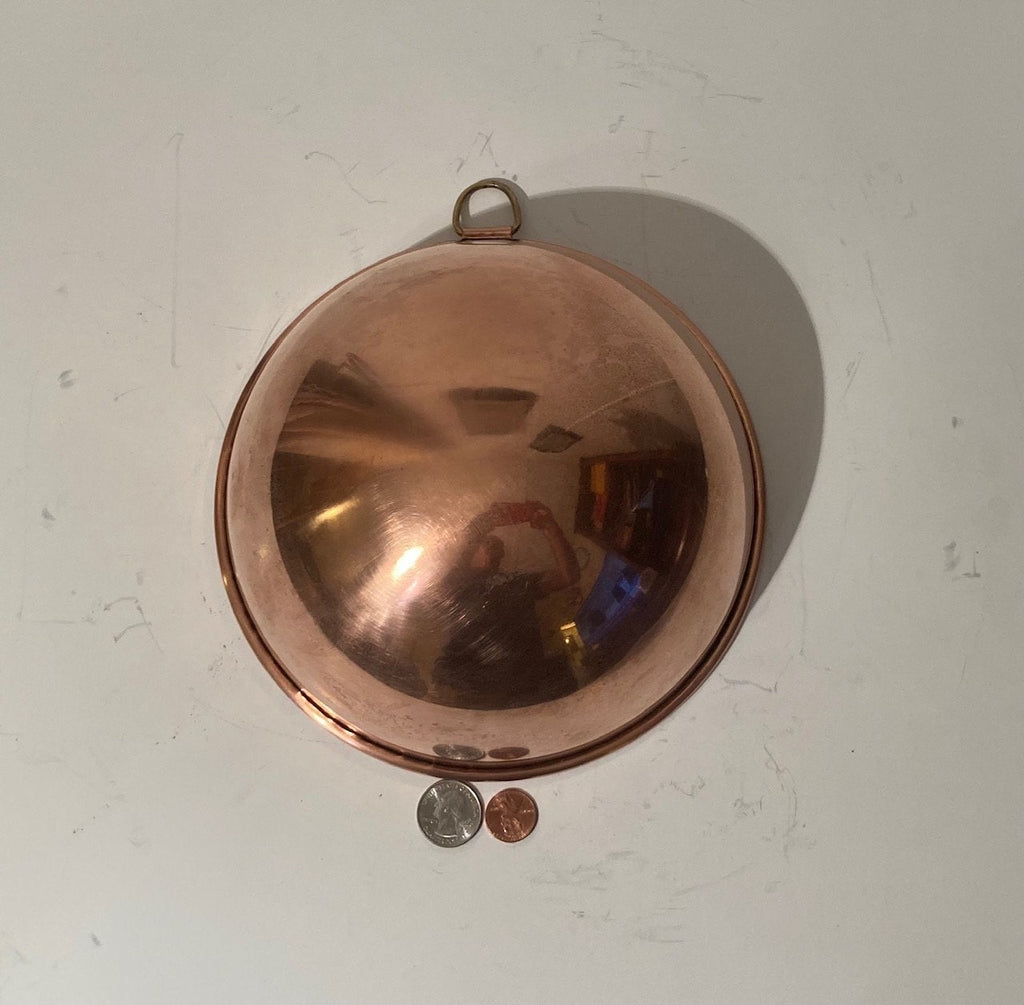 Vintage Metal Copper Mixing Bowl, Cooking, 8 1/2" x 4", Heavy Duty Feel, Hanging Decor, Shelf Display, This Can Be Shined Up Even More