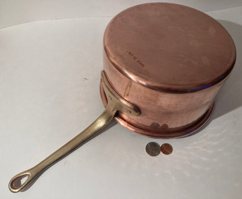 Vintage Copper and Brass Cooking Pot, 16" Long and 8" x 4 1/2" Pan Size, Made in Italy, Quality, Heavy Duty, Weighs 3 1/2 Pounds, Hammered