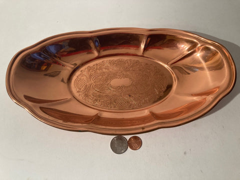 Vintage Metal Copper Tray, Bowl, Candy Dish, 12" x 7", Coppercraft Guild, Home Decor, Table Display, Shelf Display, Quality