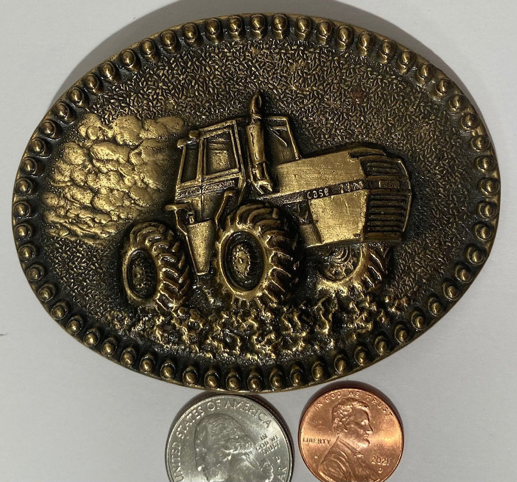 Vintage Metal Brass Belt Buckle, Case, Tractor, Farming, Heavy Duty, Made in USA, Quality, Fashion, Belts, Shelf Display, Free Shipping