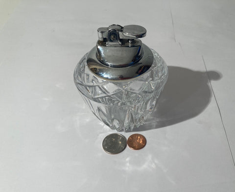 Vintage Metal Lighter, Glass, Heavy, Made in Japan, Cigarettes, Cigars, Smoking, More