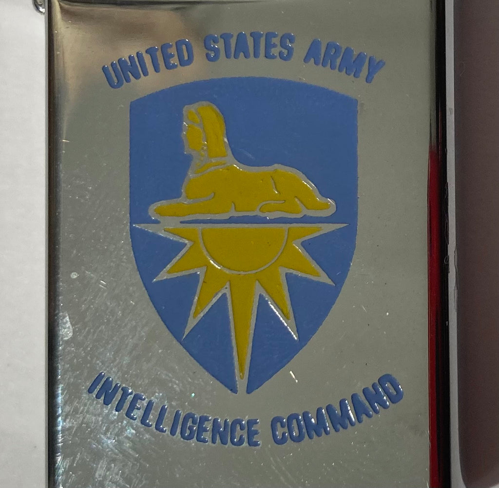 Vintage Metal Zippo, United States Army Intelligence Command, Never Used Yet, Military, Command Lighter