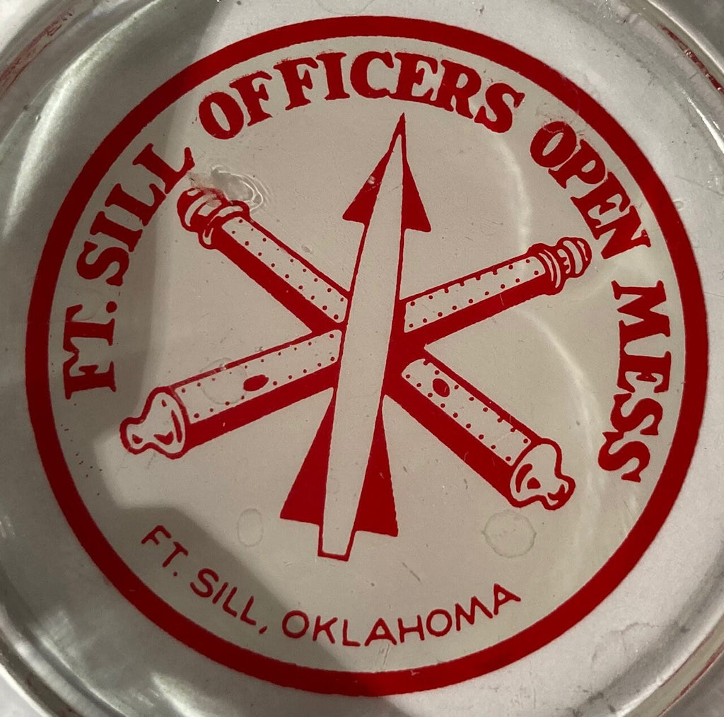 Vintage Glass Ashtray, Ft. Sill Officer's Open Mess, Oklahoma, 4 1/2" Wide, Smoking, Cigars, Home Decor, Table Display, Shelf Display
