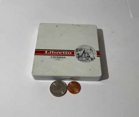 Vintage White and Red Tin Cigarette Case, Holder, Stash Box, 4" x 4", Quality, Home Decor, Shelf Display