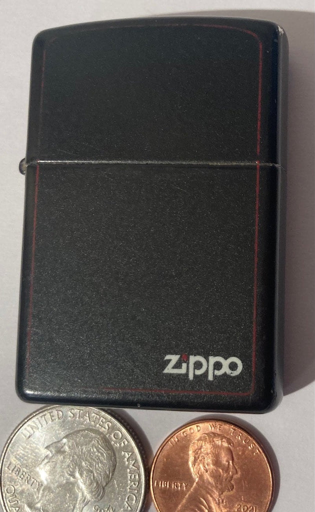 Vintage Metal Zippo Lighter, Black with Red Lines, Nice, Zippo, Made in USA, Cigarettes, More