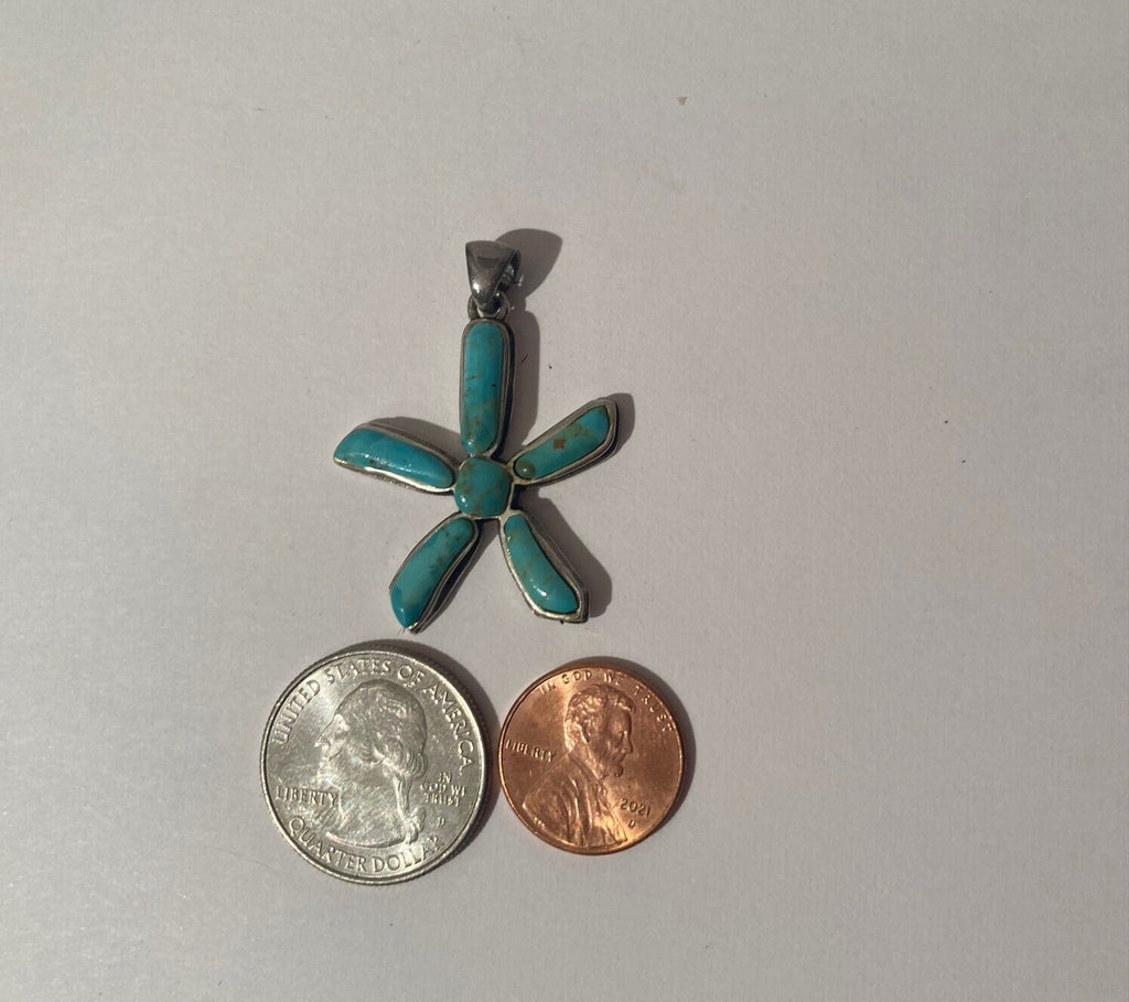 Vintage Sterling Silver 925 Metal Charm, Turquoise, Pendant for Necklace, Bracelet, Ankle, Fashion, Quality, Precious Metal, Nice