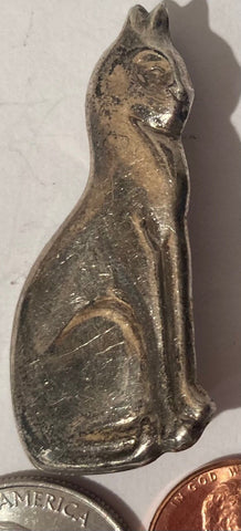 Vintage Sterling Silver 925 Metal Pin, Cat, Kitten, Pendant, Fashion, Quality, Precious Metal, Nice