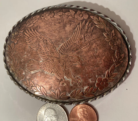 Vintage Metal Belt Buckle, Copper, American Bald Eagle, Natue, Wildlife, Country & Western, Nice Design, Heavy Duty, Quality, Made in USA