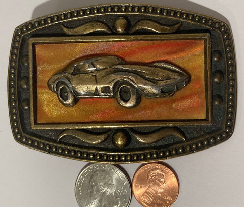 Vintage Metal Belt Buckle, Corvette, New York, Heavy Duty, Quality, Fashion, Belts, Shelf Display, Made in USA, Free Shipping in the U.S.