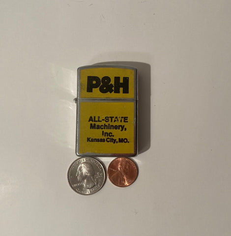 Vintage Metal Lighter, P & H All State Machinery, Kansas City, Cigars, Cigarettes, More