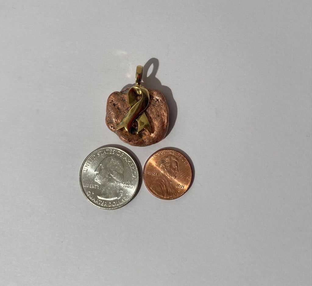 Vintage Metal Copper Nugget and Brass Pendant, Real Copper, Ready for Necklace or Bracelet Addition, Quality, Heavy Duty, Fun, Precious