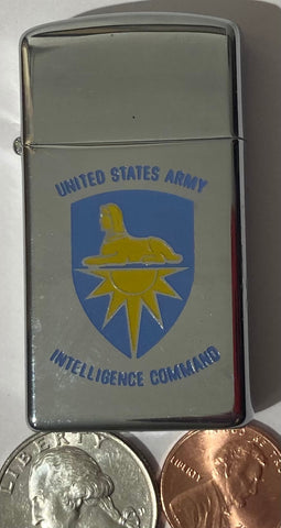 Vintage Metal Zippo, United States Army Intelligence Command, Never Used Yet, Military, Command Lighter