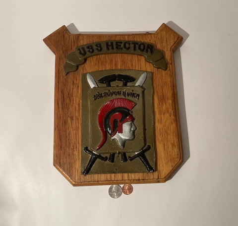 Vintage Wooden Navy Plaque, U.S.S. Hector AR-7, U.S. Navy, Repair Ship, 12" x 10 1/2", Weighs 3 1/2 Pounds