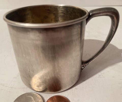 Vintage Metal Silver Cup, Mug, Oneida Silversmiths,  2 1/4" Tall, Kitchen Decor, Shelf Display, Pencil Holder