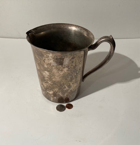 Vintage Metal Silver Plated Serving Pitcher, By Fina, Quality, Heavy Duty, 8" x 6 1/2", This Can Be Shined Up Again