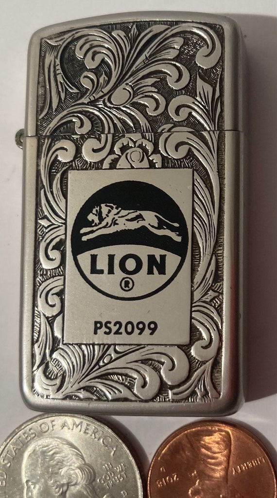 Vintage Metal Lighter, Park Lighter, Embossed, Lion, Never Used Yet Still, Made in USA, Cigarettes, Tobaccos, Cigars, Smoking, More