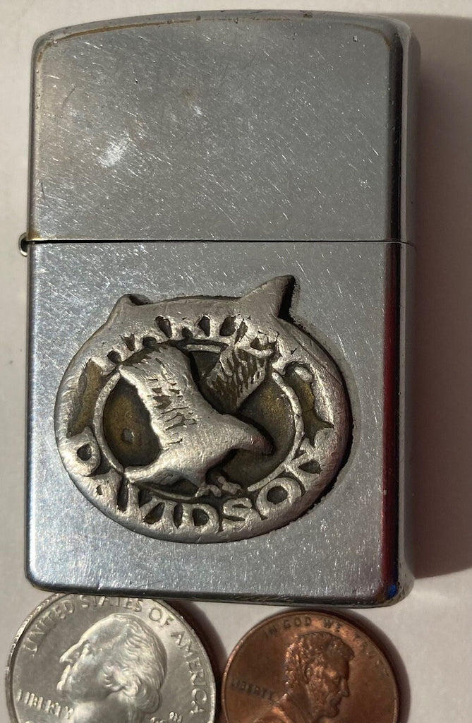 Vintage Metal Zippo Lighter, Harley Davidson, Motorcycle, Biker, Old Harley Emblem, Zippo, Made in USA, Cigarettes, More