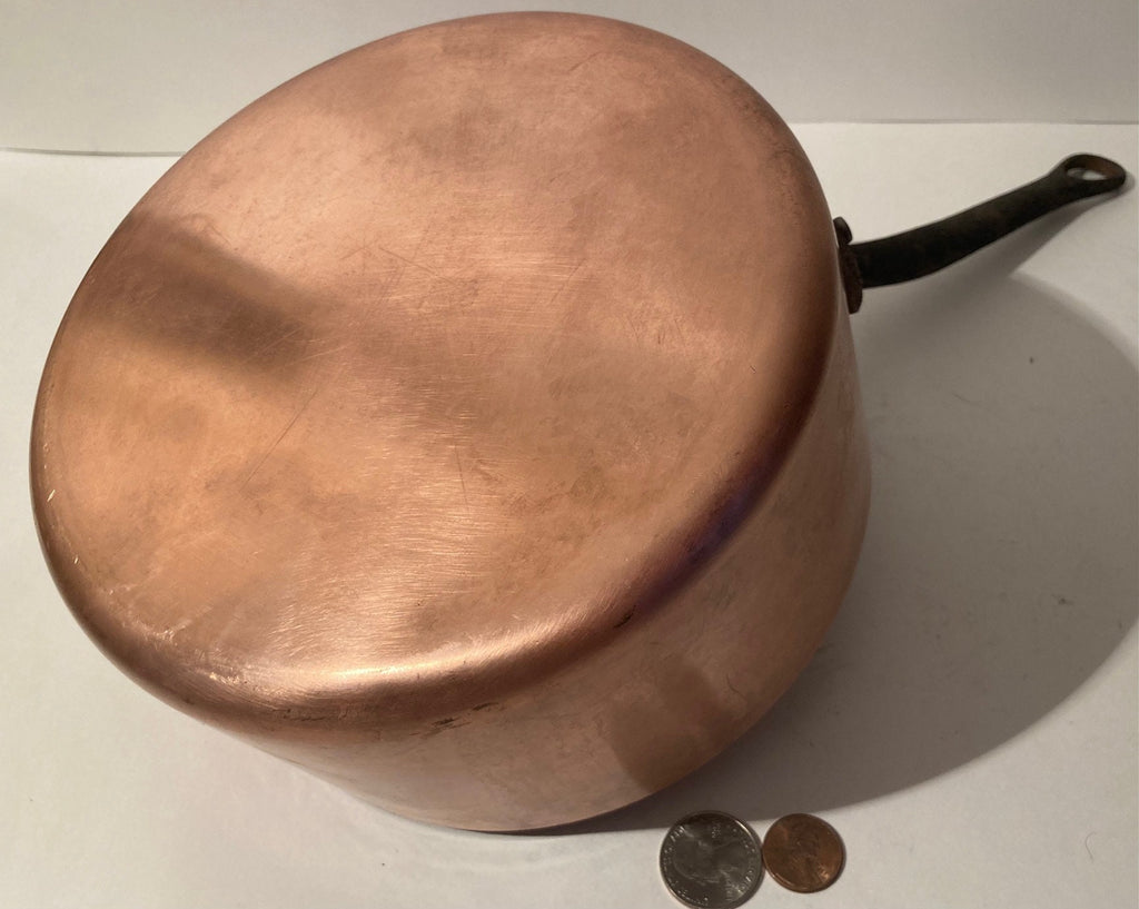 Vintage Metal Copper and Cast Iron Cooking Pot, Quality Cookware, 14 1/2" Long and 7" x 3 1/2" Pot Size, Kitchen Decor, Hanging Decor